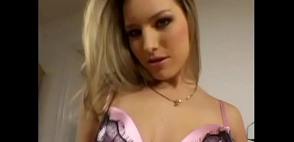 European blonde nympho in pink lingerie Katy Caro is fond of getting her pussy and ass smashed with big big pole each after each